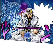 Jotaro deteniendo el tiempo con Star Platinum.