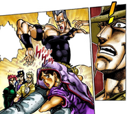 Nena distracting the Joestar Group, allowing Hol Horse to escape.