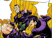 Being threatened by Josuke after making another greedy comment.