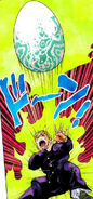 Koichi attempting to control Echoes' egg form
