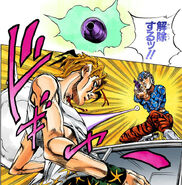 Releasing the bullet, allowing it to fly back at Mista