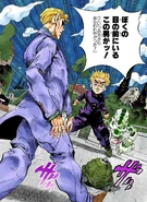 Koichi fights SHA.jpg (481 КБ) Сражается против Йошикаге Киры и Sheer Heart Attack