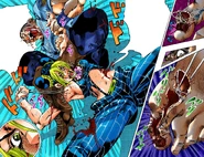 Jolyne arranca uma das unhas de Viviano para se livrar de seu ataque