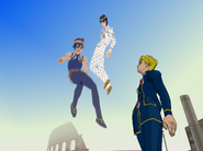 Narancia's spirit joining Abbacchio & Bucciarati's spirit up above