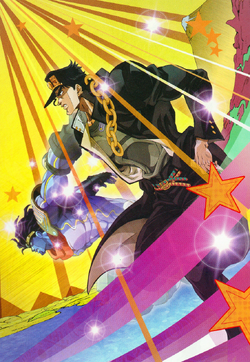 Artwork of jotaro from jojo's bizarre adventure sitting alone