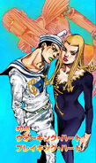 Hato with her Stand and Josuke on the cover of JoJolion Chapter 55