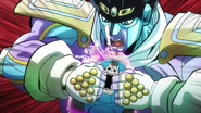 Sheer Heart Attack resiste los golpes y ataques de Star Platinum.