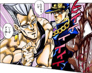 Polnareff with Jotaro about to pummel Alessi