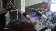 Polnareff lutando com o boneco do Ebony Devil