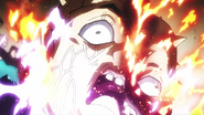 Shigechi's face partially exploding from Killer Queen's bomb.