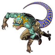 Diego Brando in Dinosaur form's Illustration, Eyes of Heaven