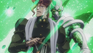 Kakyoin with his Stand Hierophant Green