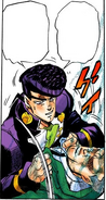 Josuke trying in vain to desperately heal Ryohei