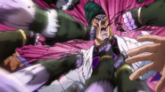 Star Platinum pummels Telence into a pulp