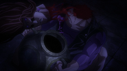 Sacrificing his blood to help DIO, Vanilla Ice decapitates himself