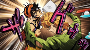 Narancia being stabbed by Fugo in anger