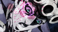 Giorno's right eye is carved out by Baby Face