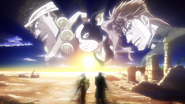 Avdol, Iggy and Kakyoin being remembered by Joseph and Jotaro