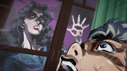 Frightened by Yukako spying on him.