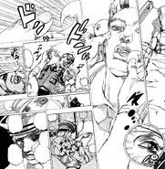 Josuke-knocks-out-guard.png (1.5 MB) After waking up in the hospital, Josuke uses Soft & Wet to knock out a guard