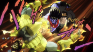 Star Platinum пробивает грудь The World