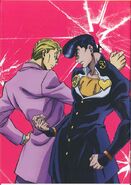 Josuke y Kira en el set de Blu-Rays.