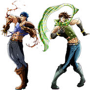 Junto a Jonathan Joestar en un arte promocional para los Blu-Rays.