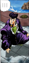 Josuke's first appearance, confronted by delinquents