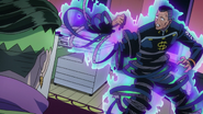 Okuyasu's body transmuted into paper scrolls.