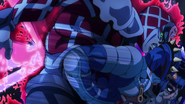 Attacking King Crimson after it punches Bucciarati through the torso