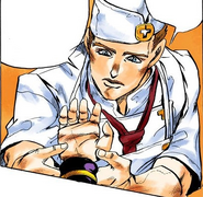 Tonio diagnoses Okuyasu's ailments using palmistry