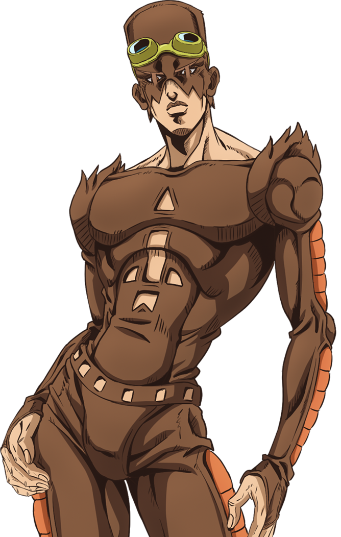 A man with very short dark hair in jojo's bizarre adventure art style  hiroko araki stand jojo stone ocean