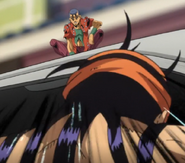 Formaggio shrinks himself and hides from Narancia