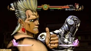 Polnareff et Silver Chariot sans son armure dans All Star Battle