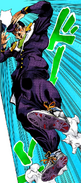 Transformed into sneakers, his speed and Josuke's combined