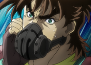 Wearing a breath-restriction mask during Hamon training