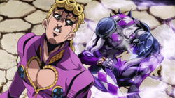 Jojo's Purple Stand haze Part5 Giorno Greeting Card by Toutankhamon22