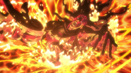 Kars being immolated in a volcano.