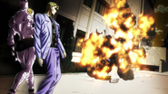 Kira blows up Shigechi using a coin as a bomb