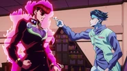 Rohan mocks Josuke's hair.png (2.36 MB) Rohan cockily mocks Josuke's precious hairdo.