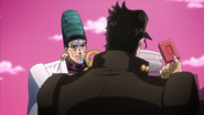 Jotaro challenges Telence to a game of "Oh! That's A Baseball"