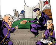 Shigechi accuses Josuke and Okuyasu of stealing his sandwich.