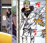 Jobin enters the garage in search of Josuke.