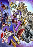 Mountain Tim using his Stand to attack Blackmore