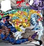 Battling Giorno and Mista inside their car