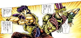 Joseph and Caesar Anthonio Zeppeli putting aside their rivalry.