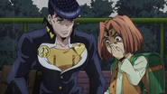 Josuke heals Hayato's nosebleed, insisting he's a friend.