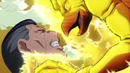 Okuyasu being choked by Red Hot Chili Pepper.