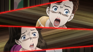 Ayana and her mom shocked at Koichi holding a knife