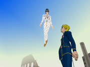 Giorno looking up at the spirits of his deceased friends